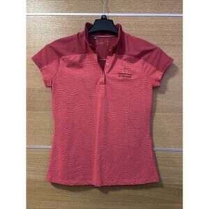 Under Armour Heat Gear Polo Shirt Womens Sz M 1/4 Snap Pink Short Sleeve W/logo